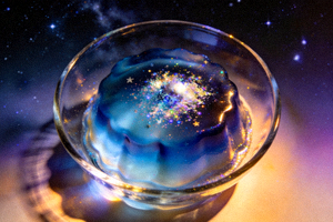 星空主题果冻制作短视频 - 展示蓝色渐变与闪粉装饰效果